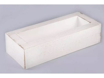 Plastový podstavec/ikebana dlhá 37x15,5x8,5cm bielo-zlatá