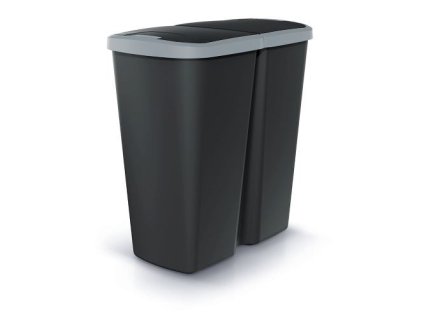 Odpadkový kôš COMPACTA Q DUO čierny so svetlo šedým vekom objem 45l