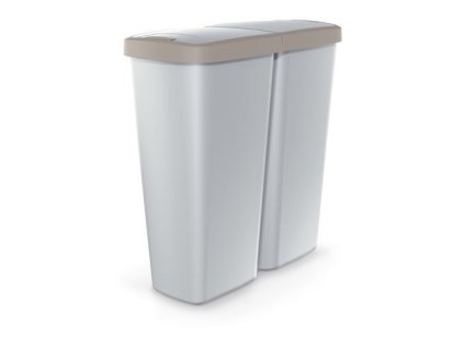 Odpadkový kôš COMPACTA Q DUO popolavý so svetlo hnedým vekom objem 50l