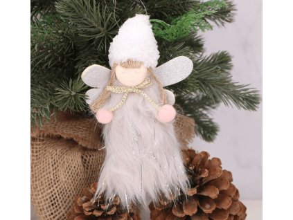 Závesný anjelik 0456 16cm sivý