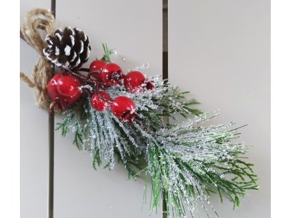 Vianočná vetvička s jutovým povrázkom 18936 35cm