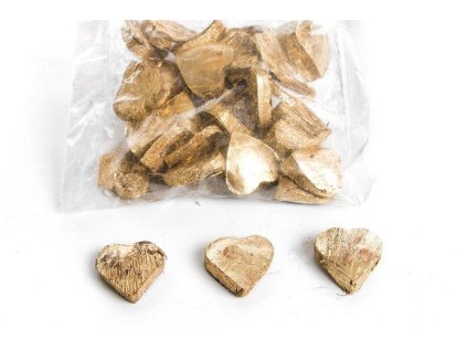 Srdiečka s trblietkami z kôry 3882 zlaté sada 25 kusov