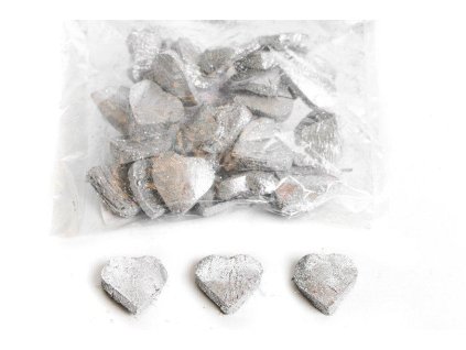 Srdiečka s trblietkami z kôry 3884 strieborné sada 25 kusov