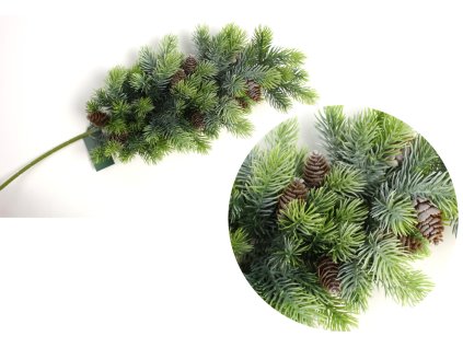 Smreková vetvička so šiškami 60 cm – silikónová dekorácia