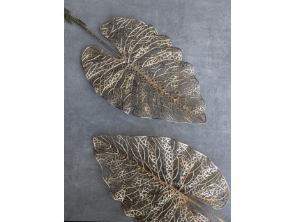 Zlatý dekoratívny list na stopke 55×21 cm