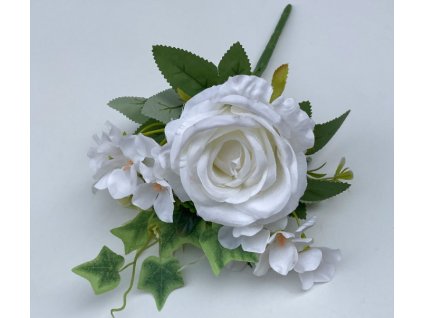 Umelá biela kytička ruží 129B 30cm