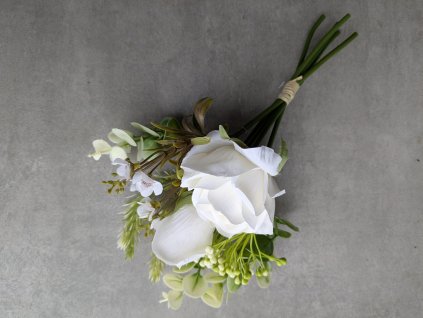 Umelá kytička s bielou ružou 258D 27cm