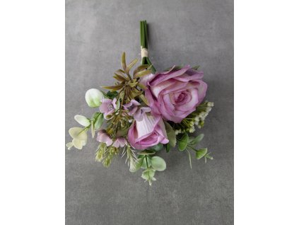 Umelá kytička s fialovou ružou 258a 27cm