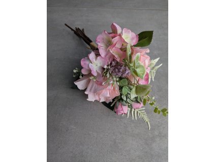 Viazaná umelá kytička ružová 105C 39 cm