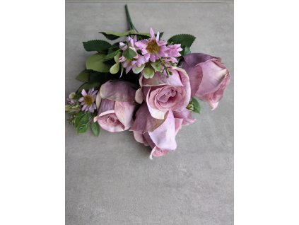 Umelá kytica s fialovymi ružami 207A 40 cm