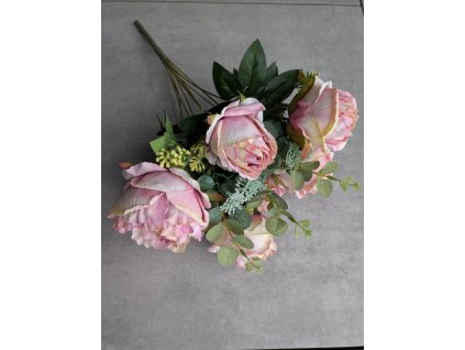Umelá kytica pivónie ružová 113C 48 cm