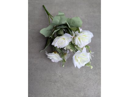 Umelá kytica bielo krémových ruží 204c 32 cm