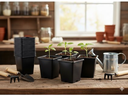 Sada 12 plastových kvetináčov 3289 7x7x8cm