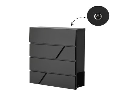 poštová kovová schránka NOVA antracit so zámkom 37x37x10,5 cm