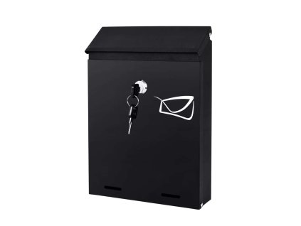 poštová kovová schránka HERON čierna so zámkom na kľúč 26x18,5x5,5 cm