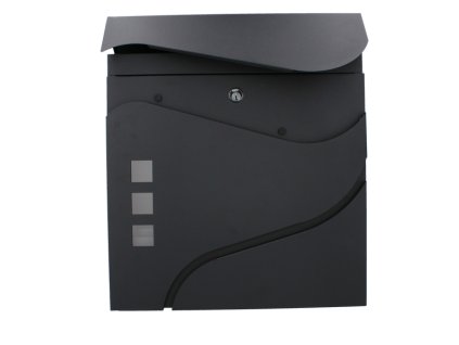 Moderná kovová poštová schránka STORK v antracitovej farbe s reliéfnym dizajnom