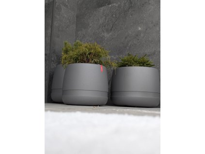 Mrazuvzdorný plastový kvetináč KOMA 350 mm – tmavo sivý