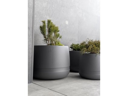 Mrazuvzdorný plastový kvetináč KOMA 420 mm – tmavo sivý