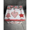 Vianočná darčeková krabička, biela, 28x28 cm, stromček-srdiečko-hviezdička