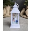 Biela Mini LED lucerna 5941 so snehuliakom 14x5,5x5,5cm