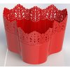Obal na kvetináče Trojka s čipkou 24cm, červený