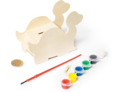 Dřevěná pokladnička k vymalování (Zvířátka dinosaurus)