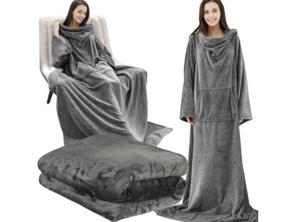 15888 3 ruhhy fleecova deka s rukavy seda 4