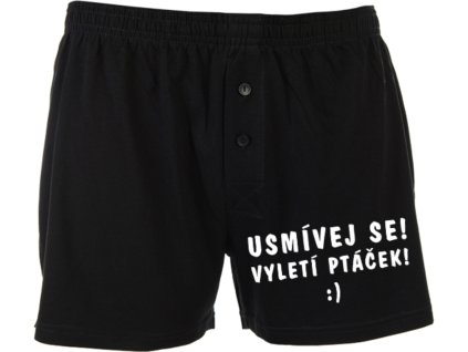 Trenýrky - Usmívej se, vyletí ptáček (Barva Černá, Velikost M)