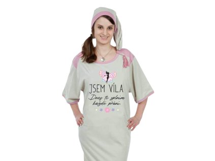 Noční košile - Jsem víla (Barva Melír, Velikost L)