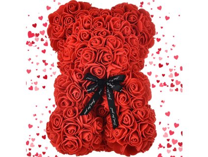 17754 medvidek z ruzi cervenych 25 cm