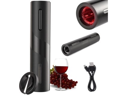 18279 automaticky usb elektricky otvirak na vino led cerny 1