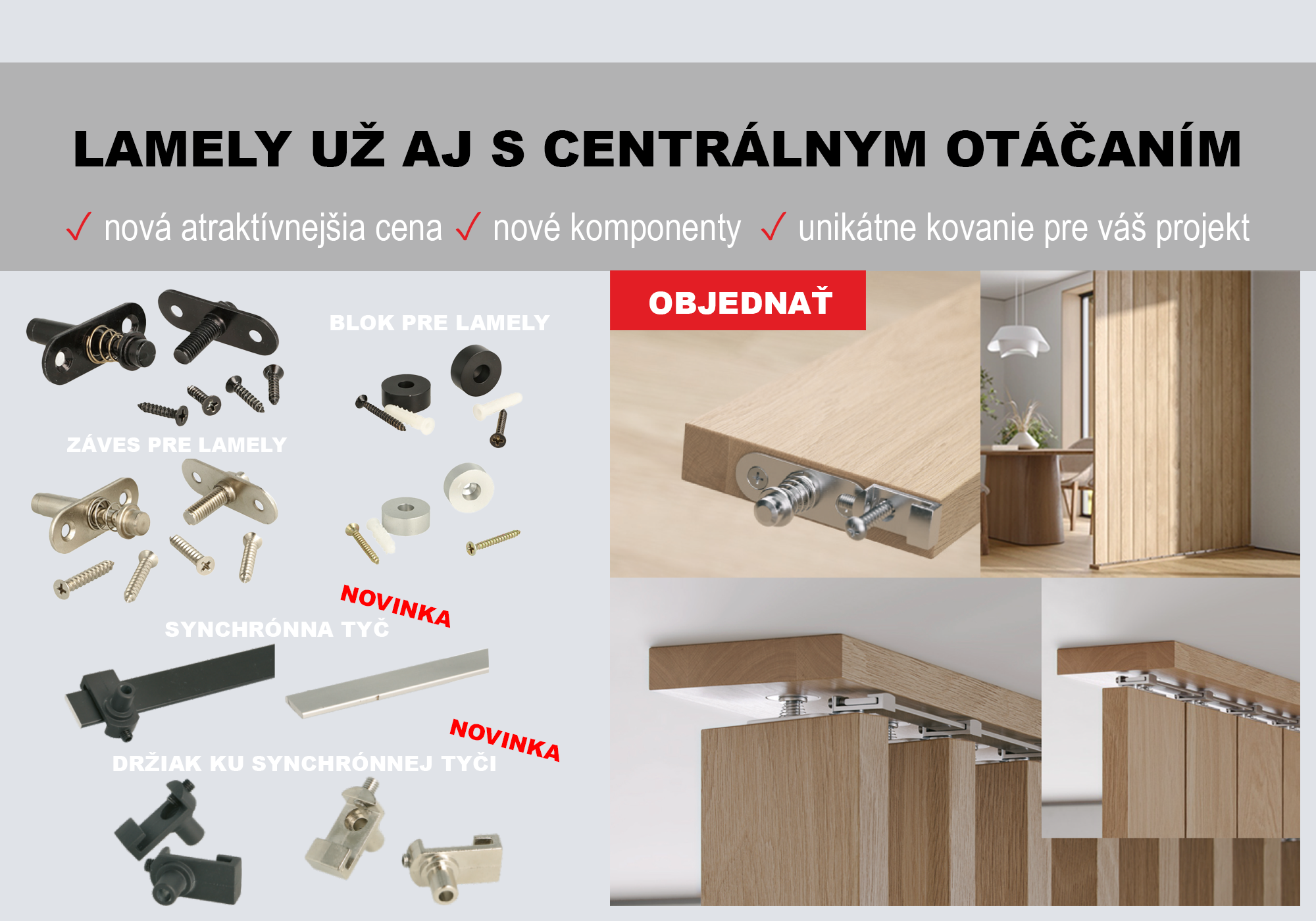Záves Pivot pre lamely od značky SISO aj s centrálnym otáčaním