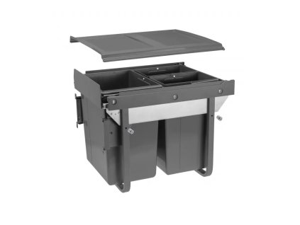 Kôš na odpadky 450mm antracit, 20L+2x10L montáž na čelo