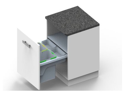 S-2384 Kôš na odpadky 550mm, 3x12L, použitý výsuv Blum Tandem