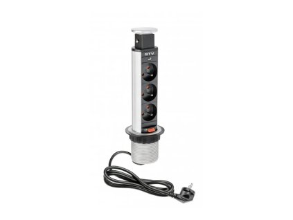 Výsuvná zásuvka 6cm šedá, 3x220V