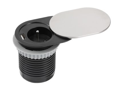 Predlžovačka SLIDE 1x220V + USB, Strieborná