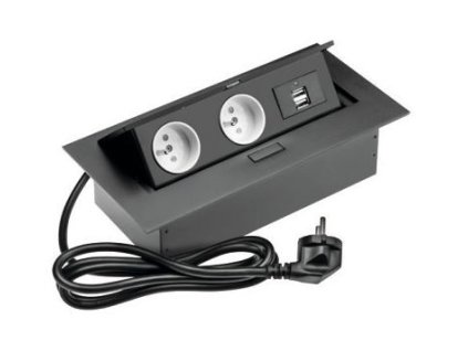 Zás.kanc čierna 220V + USB A + C