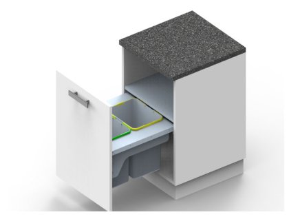 S-2383 Kôš na odpadky 500mm, 2x12+1L, šedý