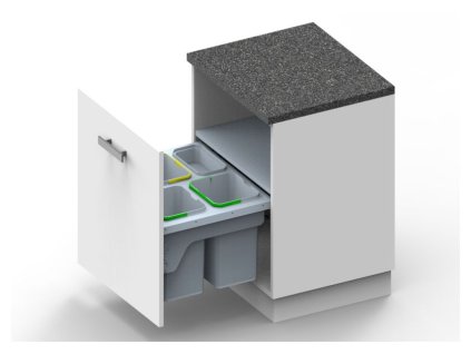 S-2385 Kôš na odpadky 600mm, šedý 1x16L+2x12L+1x1L