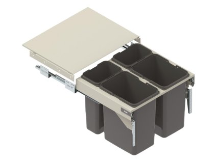 Kôš na odpadky 600mm šedá, 2x15+2x7L,v.320mm