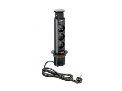 Výsuvná zásuvka 6cm čierna, 3x220V