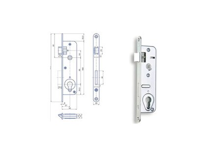 G223 Ľ zamok vložkový 50/90, biely zinok