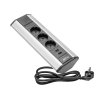 Rohová zásuvka 3x220+USB strieborna