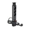 Výsuvna zásuvka 6cm USB+3x220V čierna