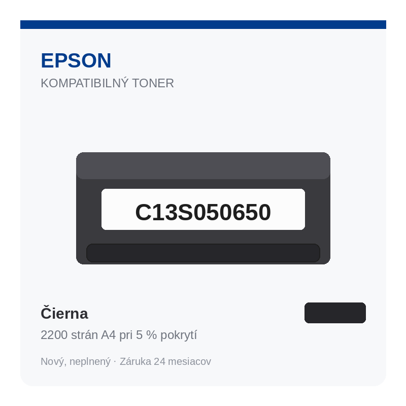 Fotografia produktu: Toner Epson C13S050650 (S050650), čierna – kompatibilný, 2200 strán