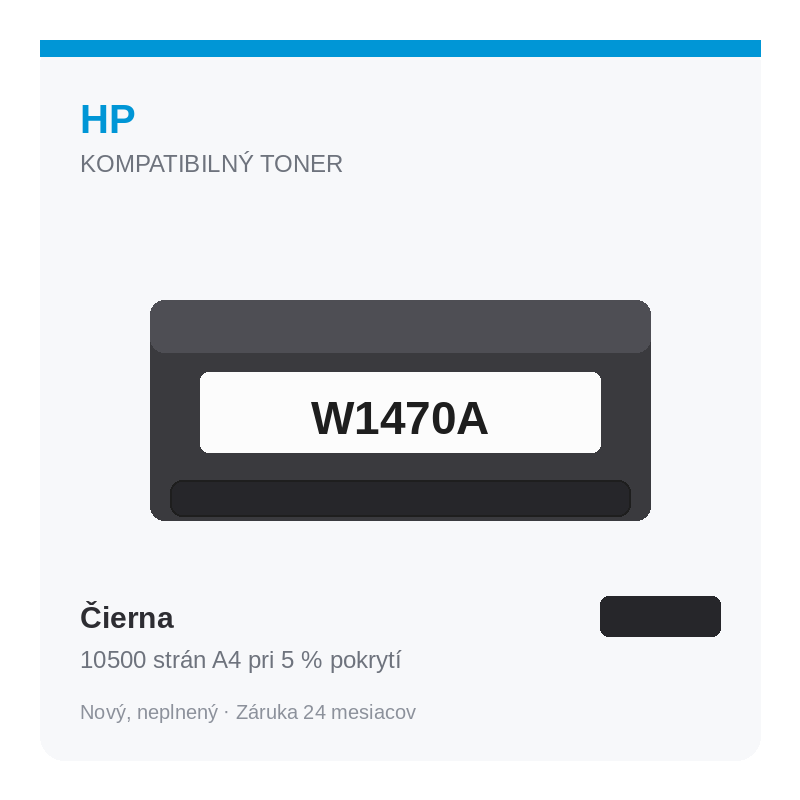 Fotografia produktu: Toner HP W1470A (147A), čierna – kompatibilný, 10500 strán