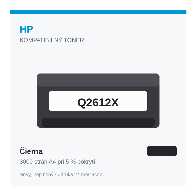 Fotografia produktu: Toner HP Q2612X (12A XL), čierna – kompatibilný, 3000 strán