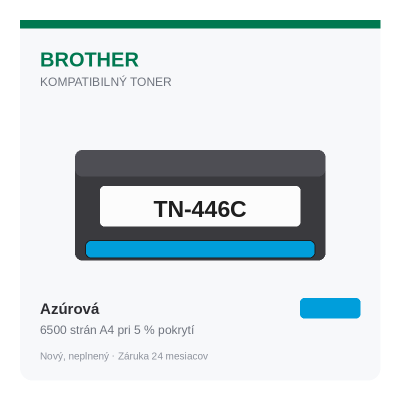 Fotografia produktu: Toner Brother TN-446C, azúrová – kompatibilný, 6500 strán