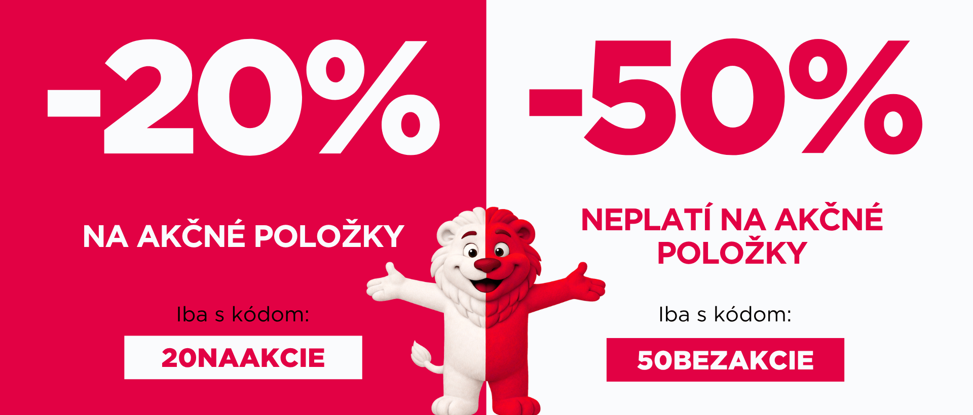 20% a 50% sleva