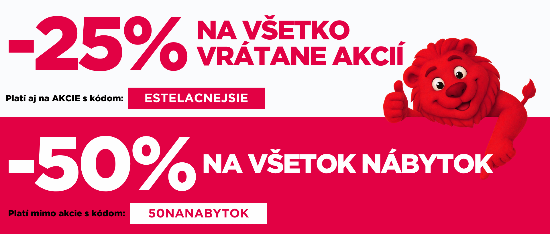25% a 50% sleva